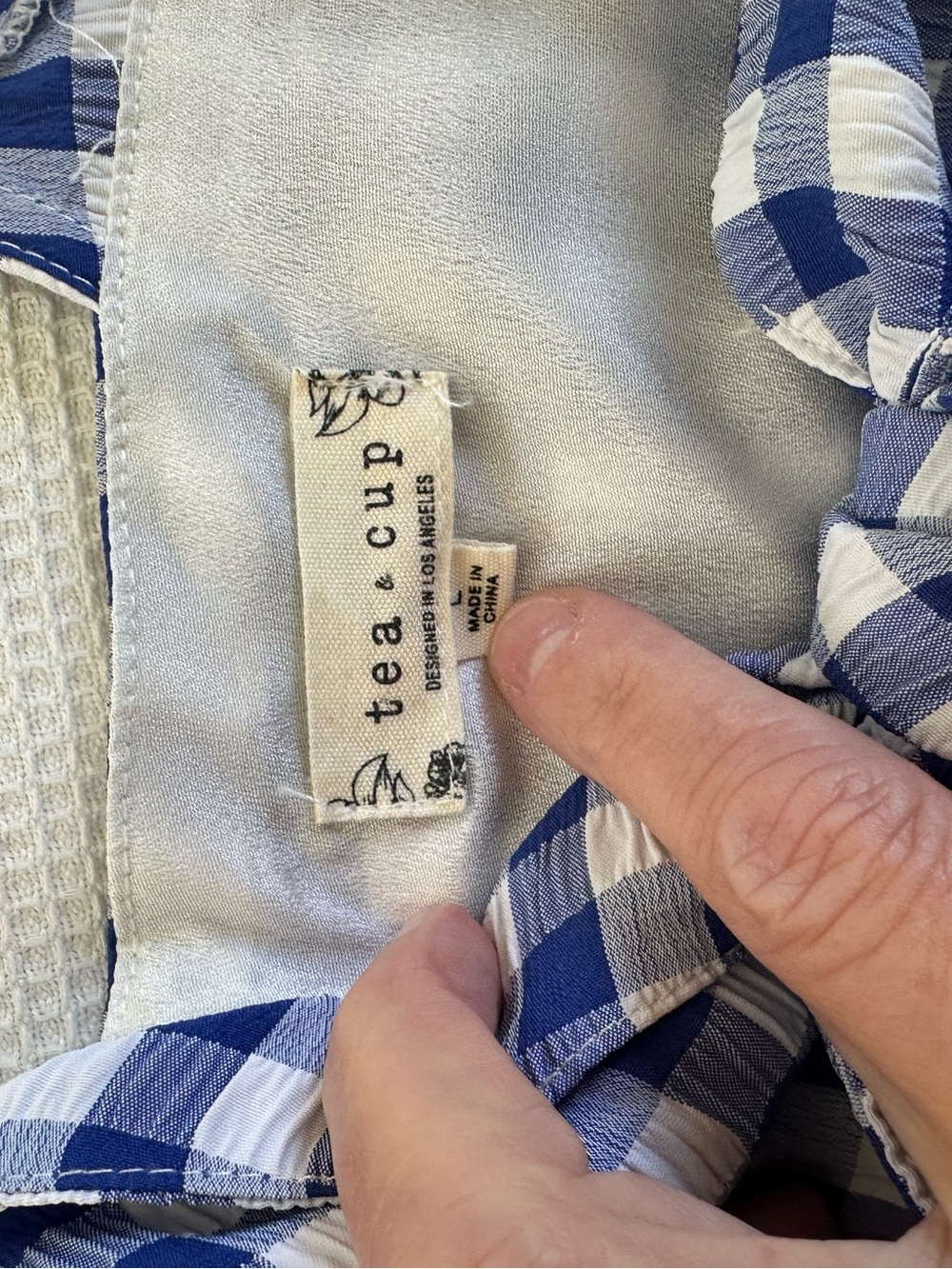 Tea n Cup Blue and White Gingham Button-Down dress